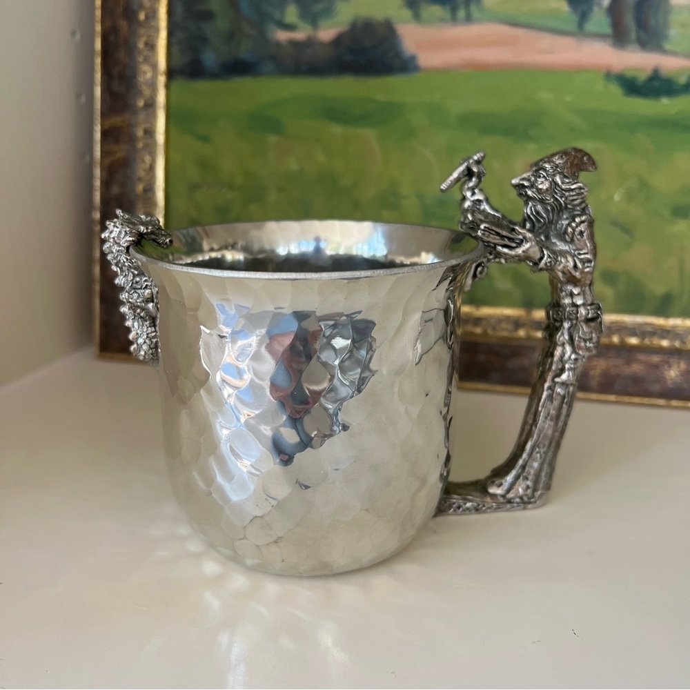 Foundation Foundry Hammered Pewter Wizard and Dragon Cup/Mug